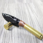 50 Cal Shell Casing Handle Obsidian Blade Ornamental Knife #7050  Mountain Man Knife