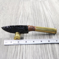 50 Cal Shell Casing Handle Obsidian Blade Ornamental Knife #7050  Mountain Man Knife