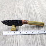 50 Cal Shell Casing Handle Obsidian Blade Ornamental Knife #7050  Mountain Man Knife