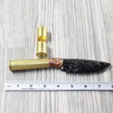 50 Cal Shell Casing Handle Obsidian Blade Ornamental Knife #7050  Mountain Man Knife