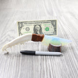 Coyote Jaw Handle Opalite Blade Ornamental Knife #6150     Mountain Man Knife