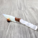 Selenite Spiral Handle Opalite Blade Ornamental Knife #044-1 Mountain Man Knife