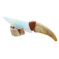 Goat Horn Handle Opalite Blade Ornamental Knife #8150     Mountain Man Knife