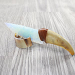 Goat Horn Handle Opalite Blade Ornamental Knife #8150     Mountain Man Knife