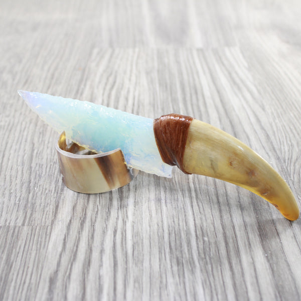 Goat Horn Handle Opalite Blade Ornamental Knife #8150     Mountain Man Knife