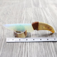 Goat Horn Handle Opalite Blade Ornamental Knife #8150     Mountain Man Knife