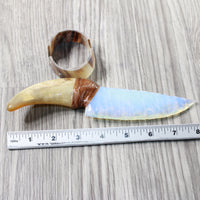 Goat Horn Handle Opalite Blade Ornamental Knife #8150     Mountain Man Knife