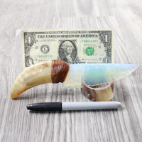Goat Horn Handle Opalite Blade Ornamental Knife #8150     Mountain Man Knife