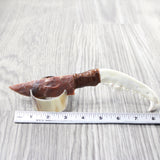 Coyote Jaw Handle Stone Blade Ornamental Knife #0250    Mountain Man Knife