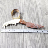 Coyote Jaw Handle Stone Blade Ornamental Knife #0250    Mountain Man Knife