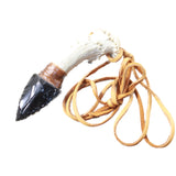 Antler Crown Handle  Obsidian Blade Knife Necklace  #6250  Mountain Man Necklace
