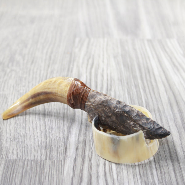 Goat Horn Handle Stone Blade Ornamental Knife #6250    Mountain Man Knife
