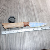 Hair-on Deer Bone Handle Opalite Blade Ornamental Knife #09268