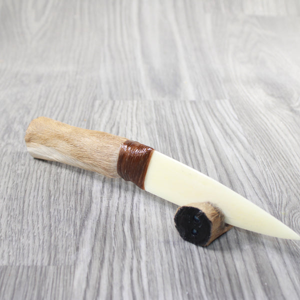 Hair-on Deer Bone Handle Bone Blade Ornamental Knife #4350    Mountain Man Knife