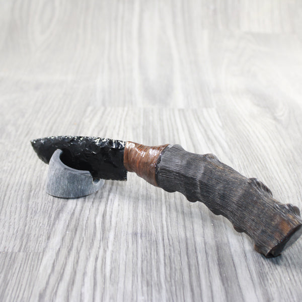 Impala Horn Handle Obsidian Blade Ornamental Knife #9350  Mountain Man Knife
