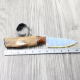 Hair-on Deer Bone Handle Opalite Blade Ornamental Knife #7350     Mountain Man Knife