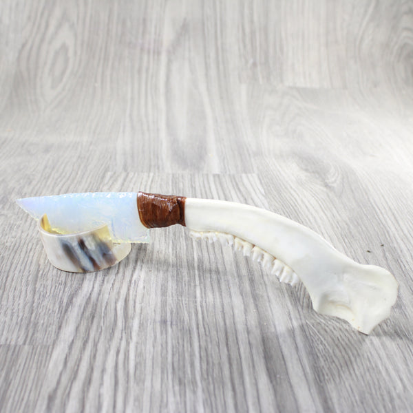 Deer Jaw Handle Opalite Blade Ornamental Knife #6550     Mountain Man Knife