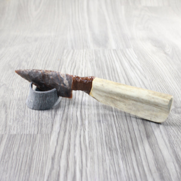 Moose Antler Handle Stone Blade Ornamental Knife #1550    Mountain Man Knife