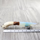 Coyote Foot Handle Opalite Blade Ornamental Knife #7750     Mountain Man Knife