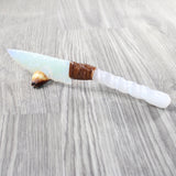 Selenite Spiral Handle Opalite Blade Ornamental Knife #7750     Mountain Man Knife