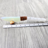 Selenite Spiral Handle Opalite Blade Ornamental Knife #7750     Mountain Man Knife