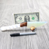 Selenite Spiral Handle Opalite Blade Ornamental Knife #7750     Mountain Man Knife