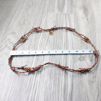 1 Leather Barbed Wire Necklace Antique Brown Colored   #514-1