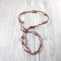 1 Leather Barbed Wire Necklace Antique Brown Colored   #514-1