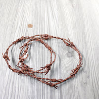 1 Leather Barbed Wire Necklace Antique Brown Colored   #514-1