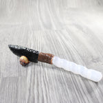 Selenite Spiral Handle Obsidian Blade Ornamental Knife #0750  Mountain Man Knife