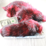 5 Dyed Silver Fox Tail Key Rings #5050  Taxidermy Keychain Tassel Bag Tag za