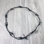 1 Leather Barbed Wire Necklace Antique Black Colored   #504-1