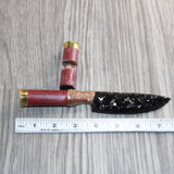 Shotgun Shell Hull Handle Obsidian  Blade Ornamental Knife #15869
