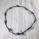 1 Leather Barbed Wire Necklace Antique Black Colored   #504-1