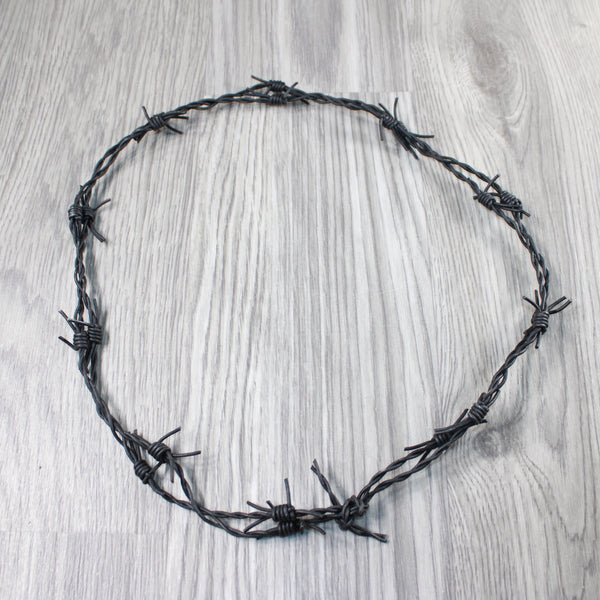 1 Leather Barbed Wire Necklace Antique Black Colored   #504-1
