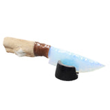 Hair-on Deer Bone Handle Opalite Blade Ornamental Knife #4150     Mountain Man Knife