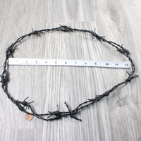 1 Leather Barbed Wire Necklace Antique Black Colored   #504-1