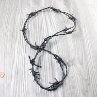 1 Leather Barbed Wire Necklace Antique Black Colored   #504-1