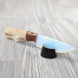 Hair-on Deer Bone Handle Opalite Blade Ornamental Knife #4150     Mountain Man Knife