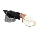 Muskrat Skull Handle Obsidian  Blade Ornamental Knife # 08869