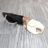 Muskrat Skull Handle Obsidian  Blade Ornamental Knife # 08869
