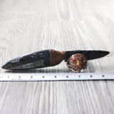 Orthoceras Fossil Handle Obsidian Blade Ornamental Knife #0150  Mountain Man Knife