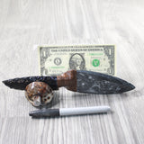 Orthoceras Fossil Handle Obsidian Blade Ornamental Knife #0150  Mountain Man Knife