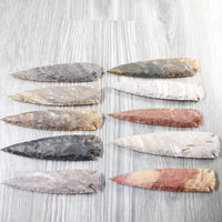 10 Stone Ornamental Spearheads  #5150    Agate Jasper Arrowheads