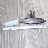 Orthoceras Fossil Handle Opalite Blade Ornamental Knife #06469