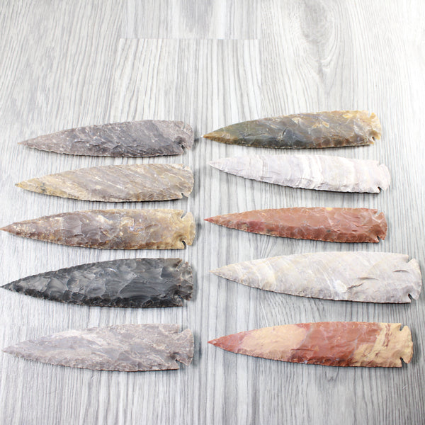 10 Stone Ornamental Spearheads  #5150    Agate Jasper Arrowheads