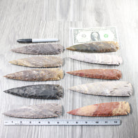 10 Stone Ornamental Spearheads  #5150    Agate Jasper Arrowheads