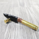 50 Cal Shell Casing Handle Obsidian Blade Ornamental Knife #9150  Mountain Man Knife