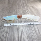 Deer Jaw Handle Opalite Blade Ornamental Knife #29969