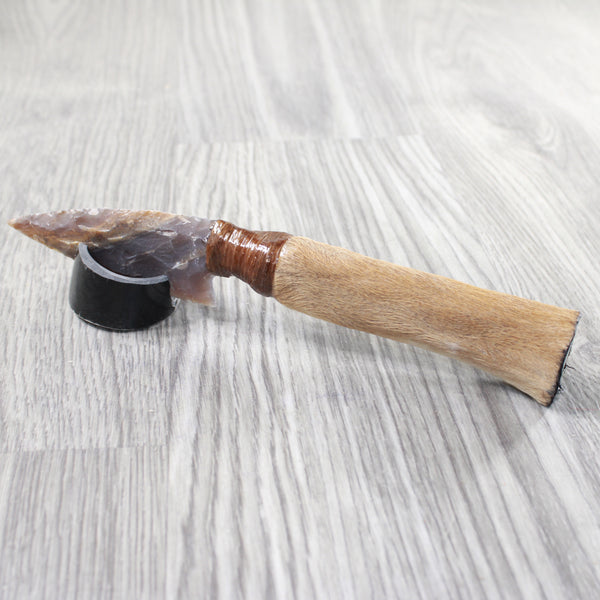 Hair-on Deer Bone Handle Stone Blade Ornamental Knife #0250    Mountain Man Knife